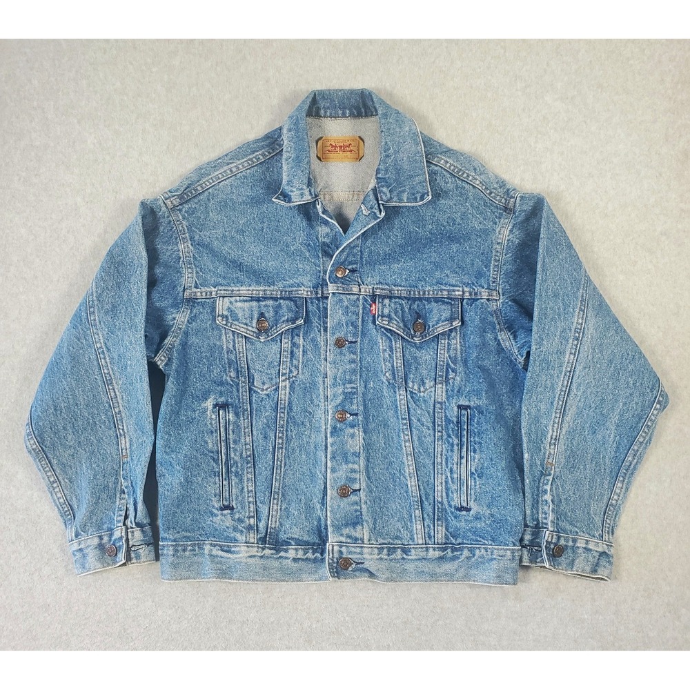 Vintage Levi's 70507 Acid Wash Denim Trucker Jacket Mens Size Medium Made in USA